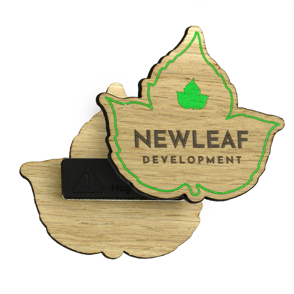 Oak Printed Pin Badge with Magnet Fitting Upto 70x70mm