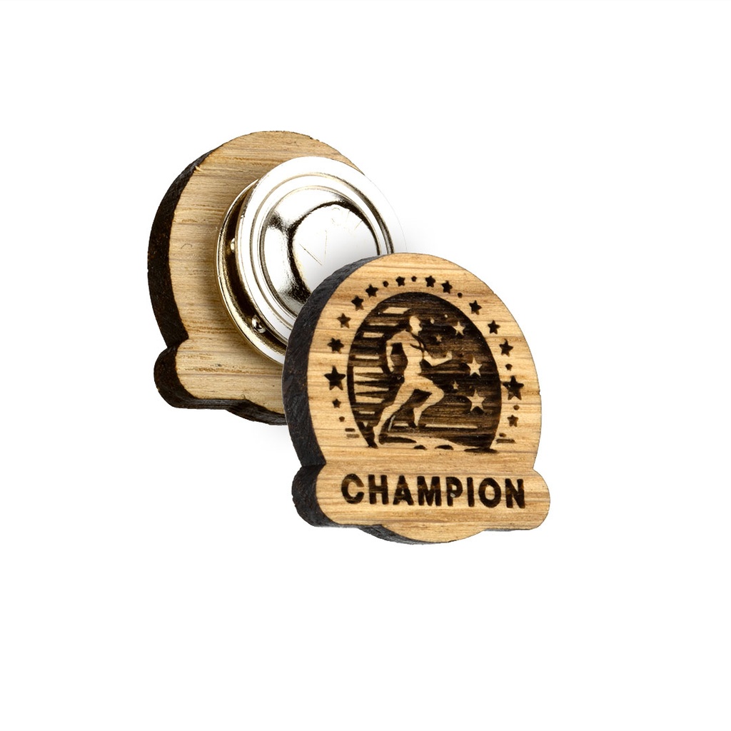 Oak Engraved Clutch Pin Badge with Magnet Fitting Upto 25x25mm