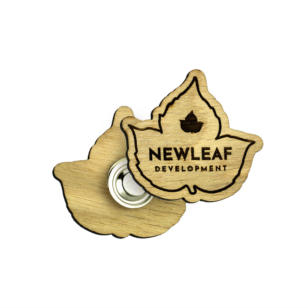 Oak Engraved Pin Badge with Magnet Fitting Upto 50x50mm