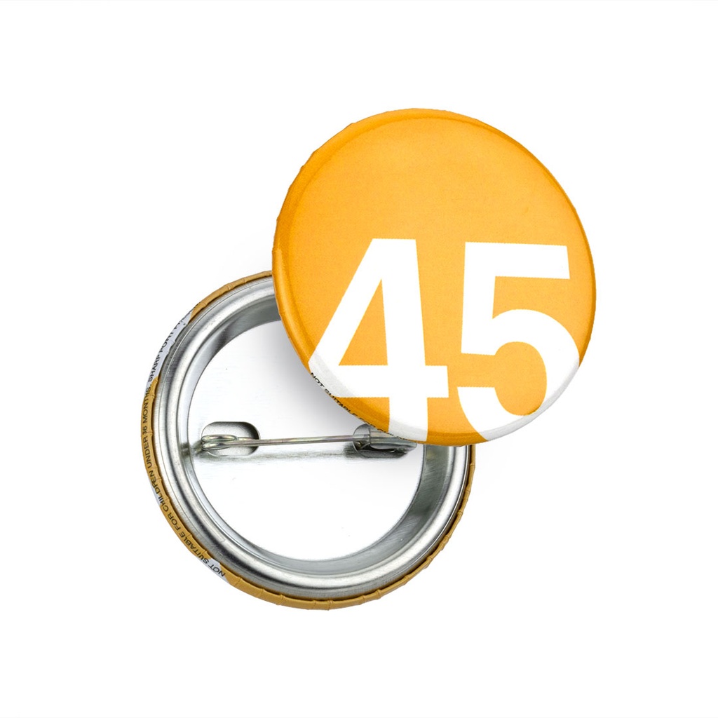 45mm All Metal Button Badge - Pin Aligned Horizontally to Artwork