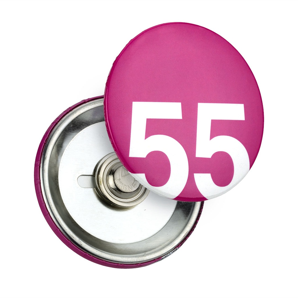 55mm All Metal Button Badge with Magnet Fitting