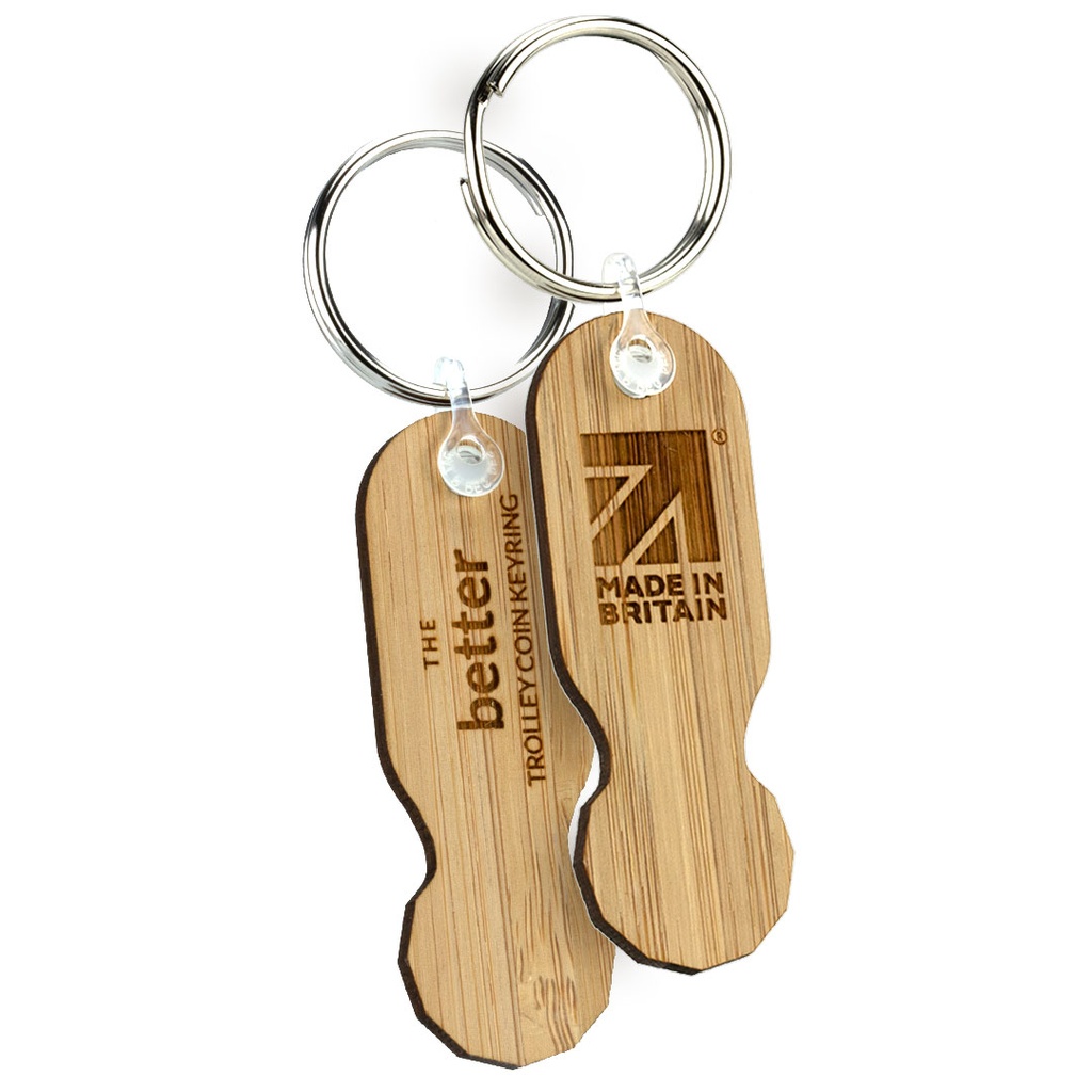 Double Sided Bamboo Trolley Keyring