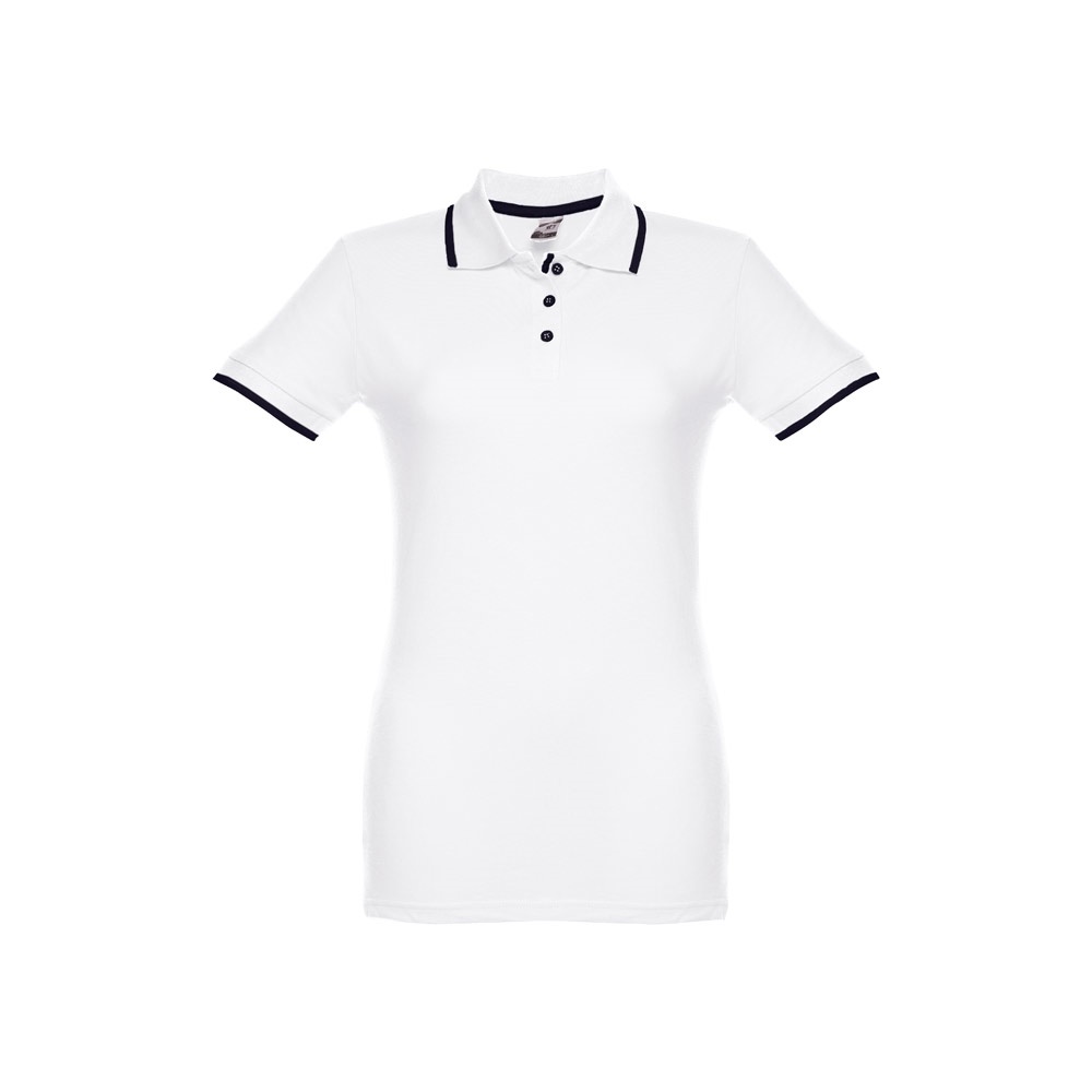 THC ROME WOMEN WH. Women's Polo Shirt with contrast colour trim and buttons
