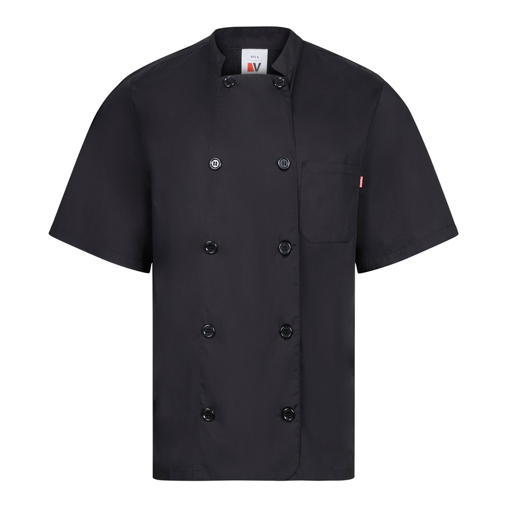 VL DURGA. Short-sleeved poplin (110g/m²) kitchen jacket in cotton (35%) and polyester (65%)