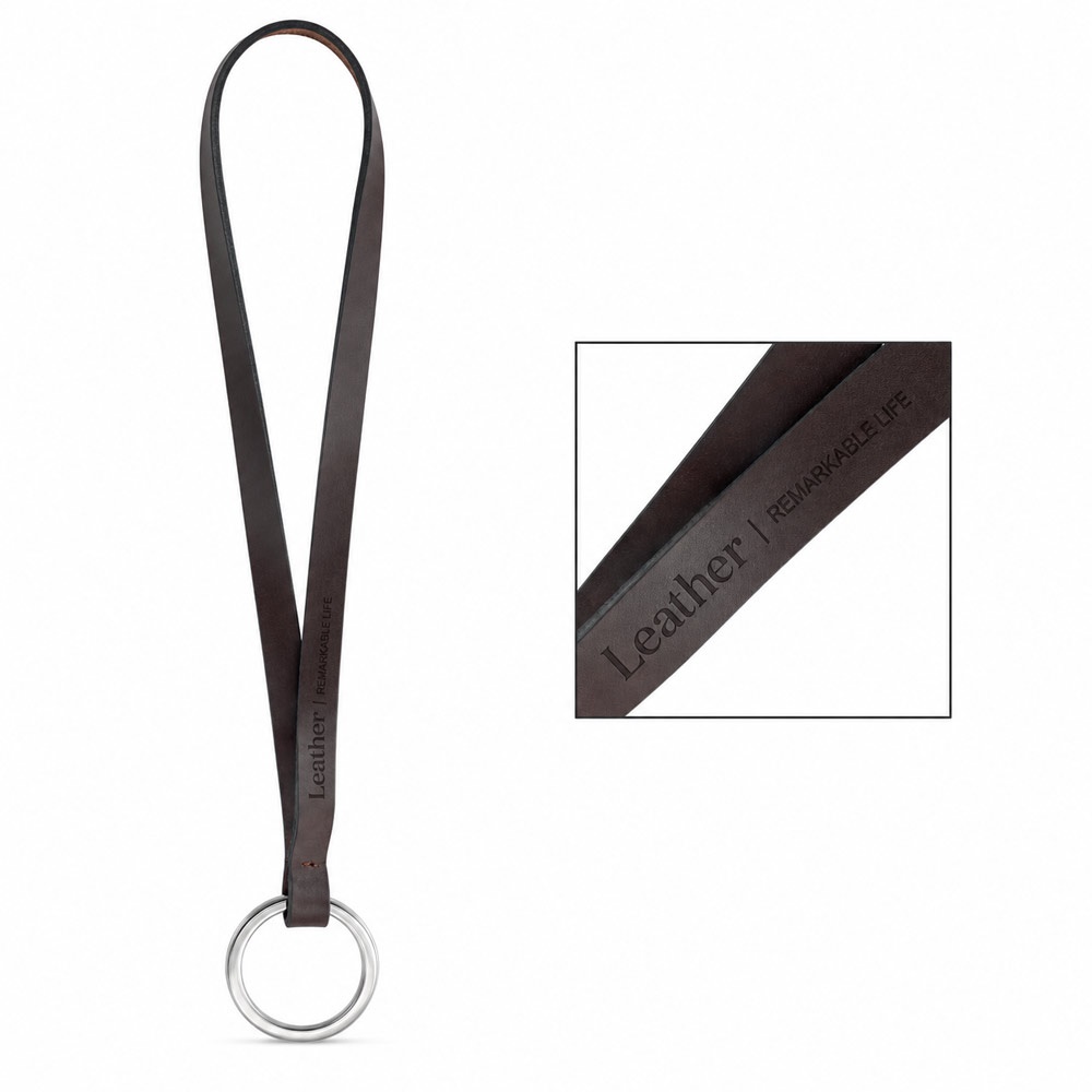 Printed sample of Lanyard LEATHER Short Slim (10 mm)