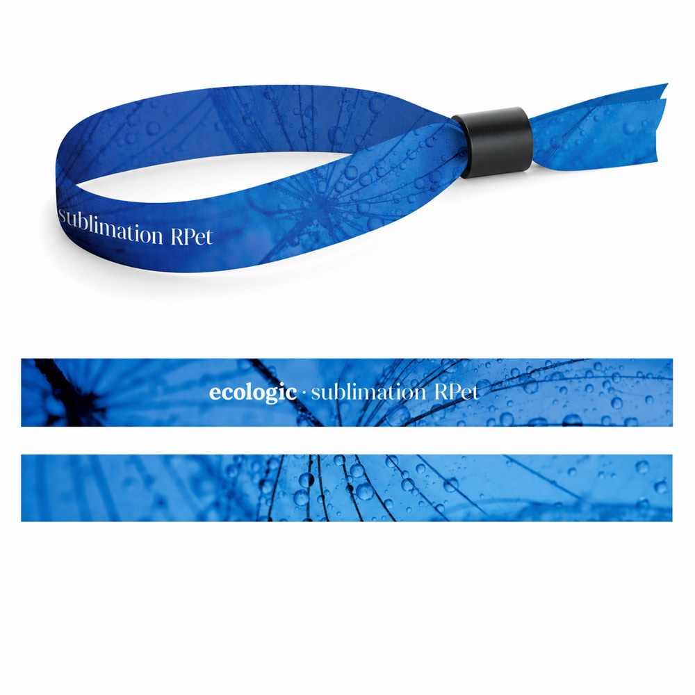 Printed sample of Wristband Lanyard SUBLIMATION Slim II (15 mm) in recycled polyester (100% rPET)