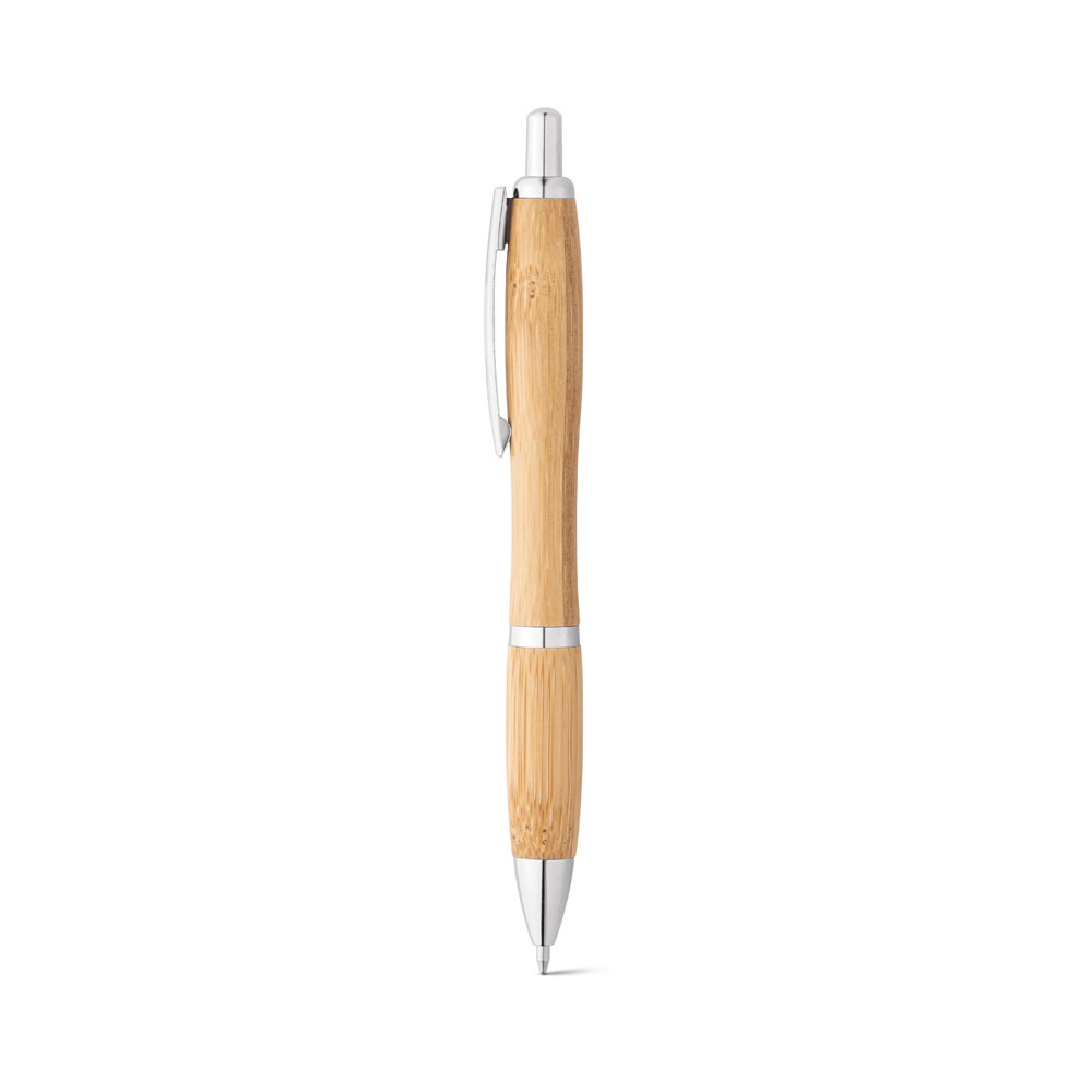NICOLE. Bamboo ball pen with clip and metal trim