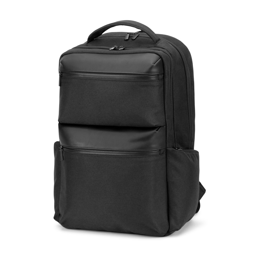 COPENHAGEN. Water-repellent recycled twill backpack with two large front pockets 17'3"