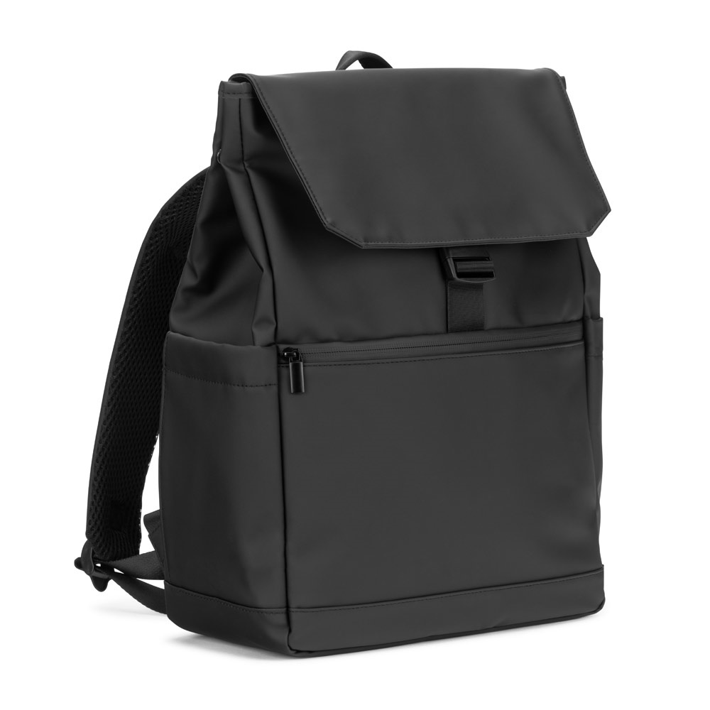 AZORES BAG. PU laptop rucksack (16"), with a flap covering all compartments