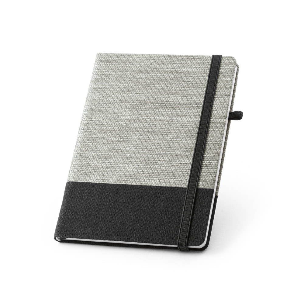 ROUSSEAU. A5 notepad in straw fibre and cotton canvas with lined pages