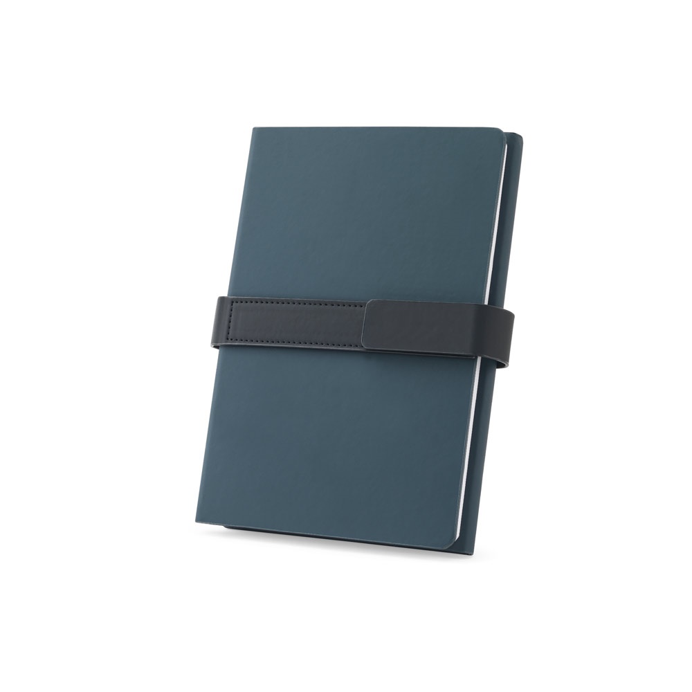 SANDERSON. A5 notepad in PU (50% recycled) with two blocks: lined pages and plain pages