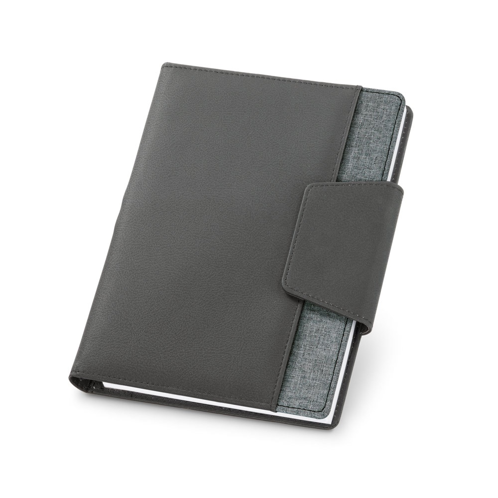 RUSSEL. PU and polyester fabric cover with A5 notebook with plain pages
