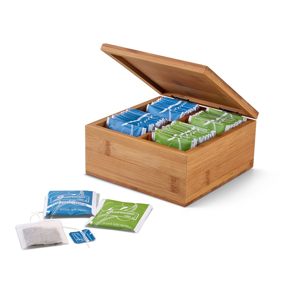 ARNICA. Bamboo tea box with 4 compartments and magnet closure