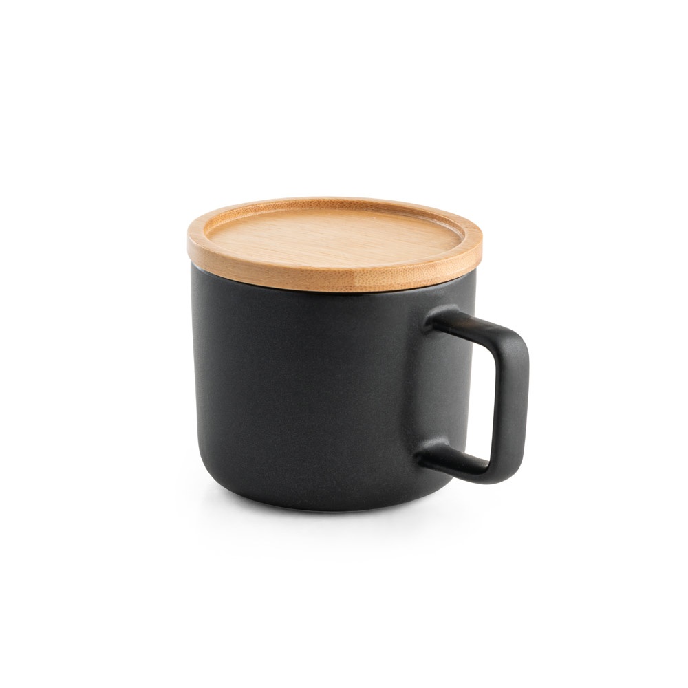 FANGIO. 220 mL ceramic mug with lid and bamboo base