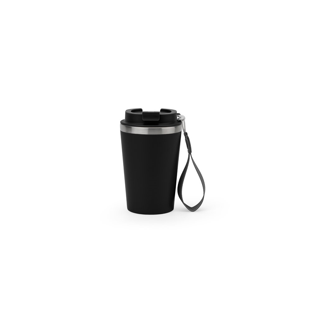 SPITZ. Stainless steel travel mug (90% recycled) with PP outer wall and matte finish 440 mL