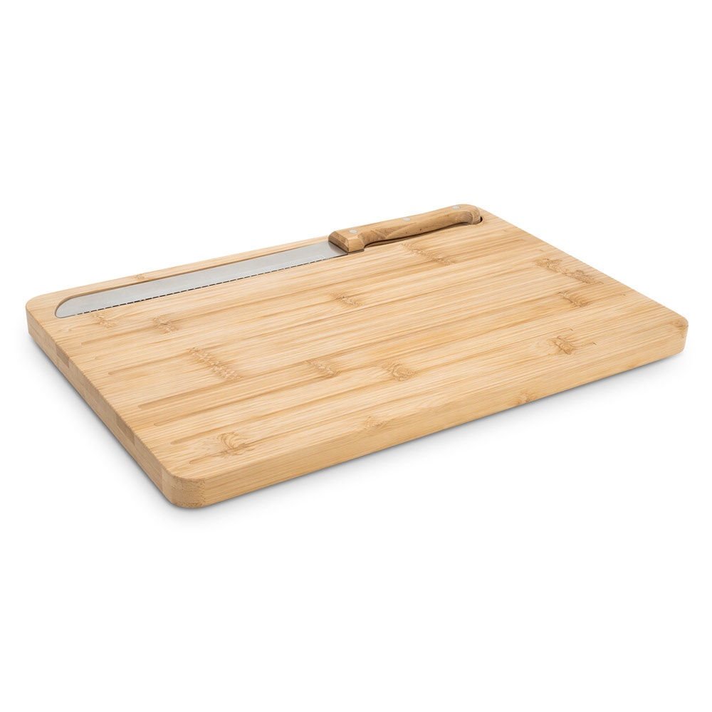 CATCHER. Bamboo bread board with knife included