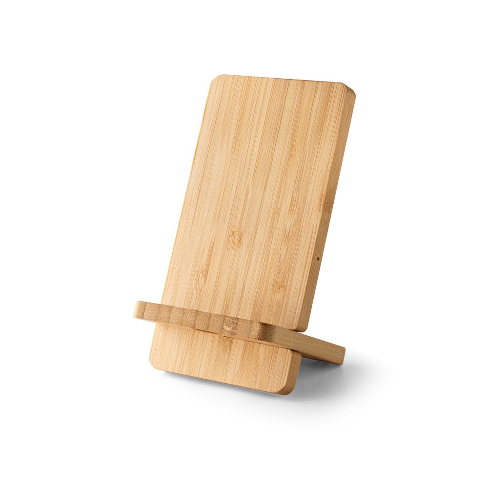 LANGE. Smartphone holder with 15W super-fast wireless charger in bamboo