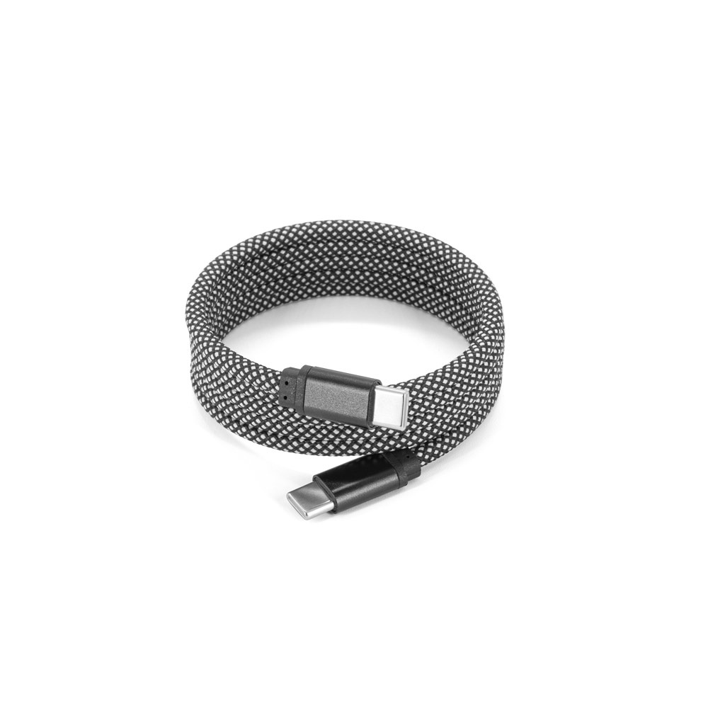 NADELLA. USB-C to USB-C cable with a braided polyester cord (60 W) and a magnetic system for easy winding