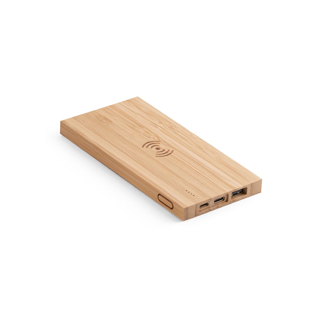 FITCH. Power bank 5.000 mAh with 5W wireless charger in bamboo