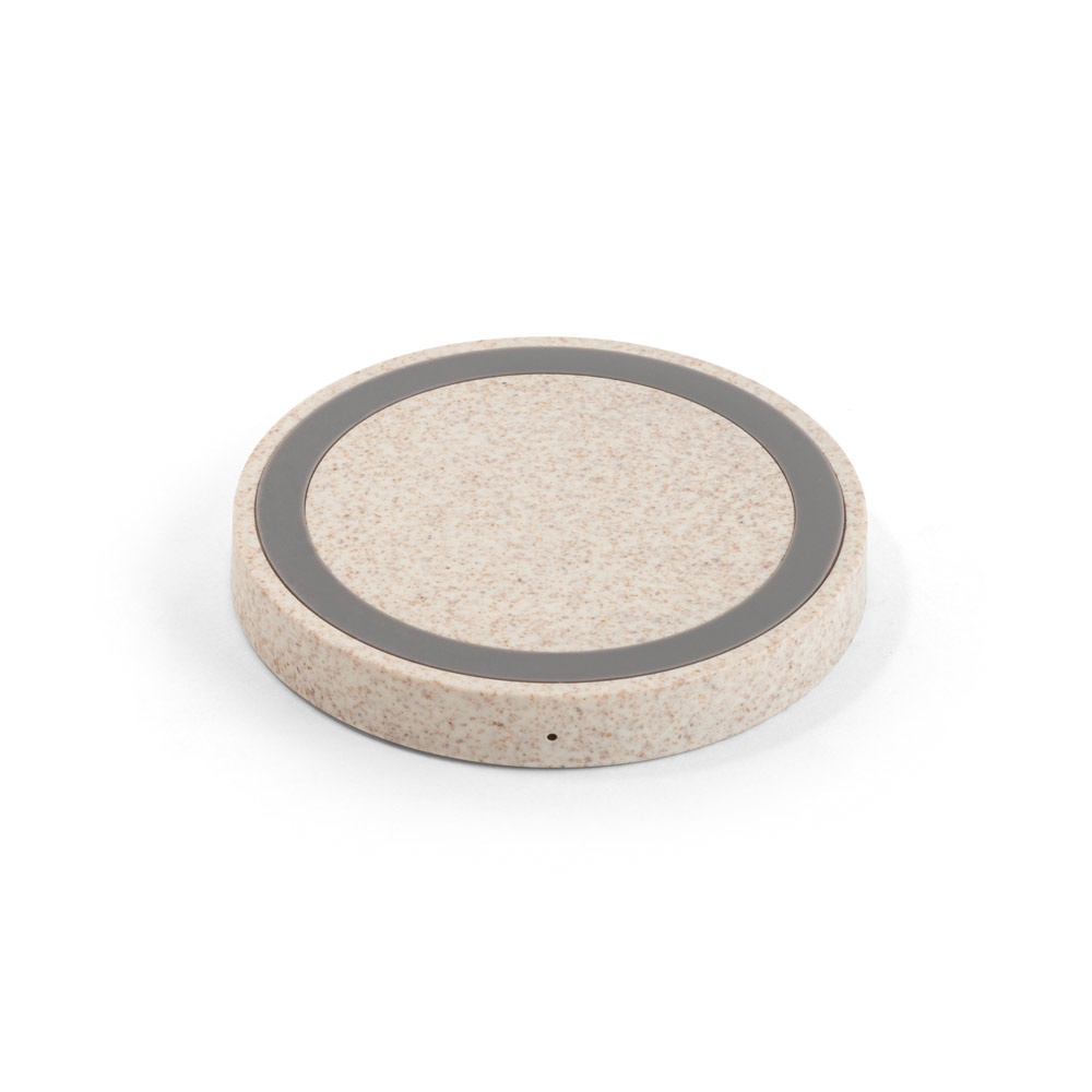 CUVIER. 15W wireless charger in recycled ABS (65% rABS) and wheat straw fiber (35%)