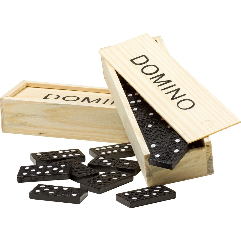 Wooden box with domino game