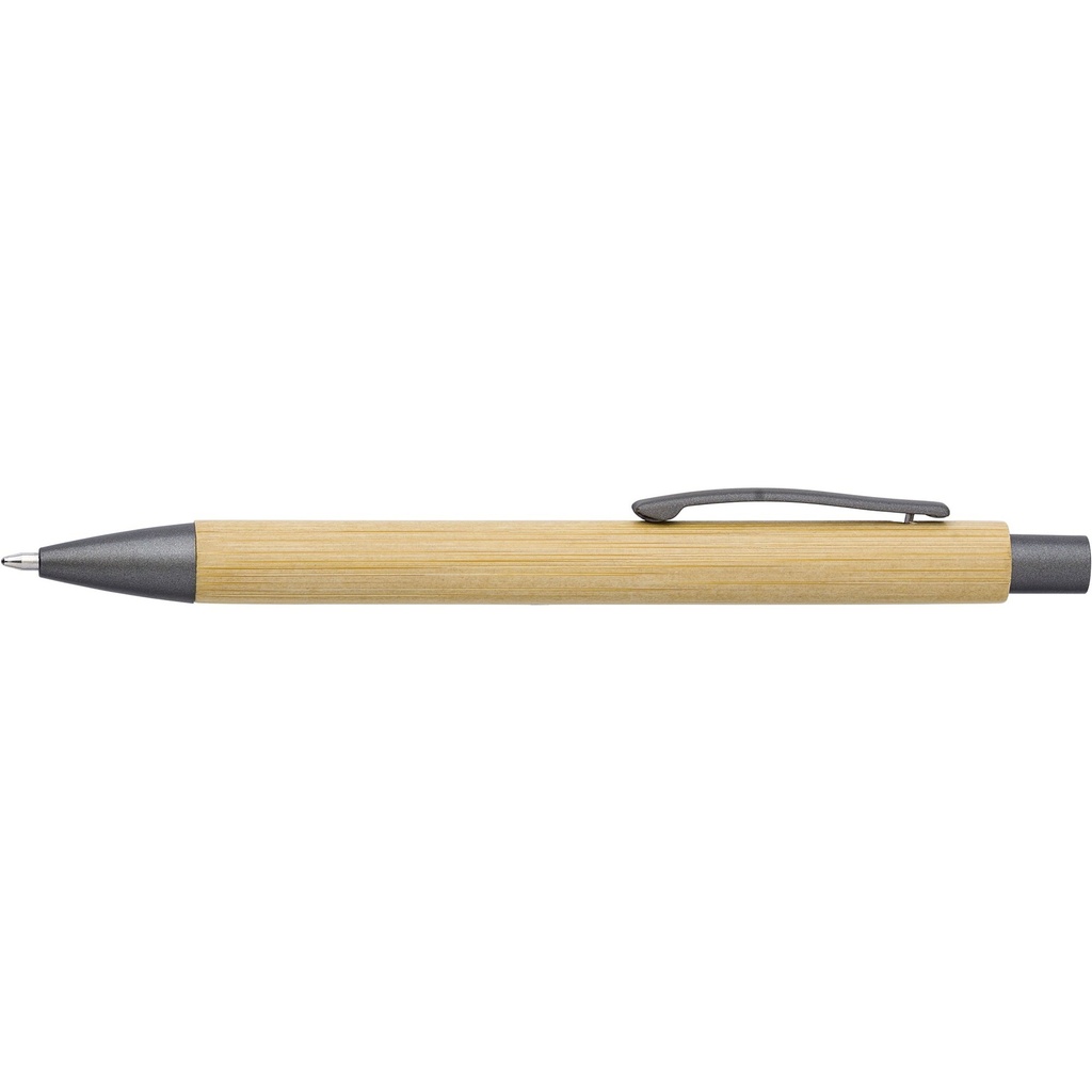 Bamboo and plastic ballpen. Blue ink.