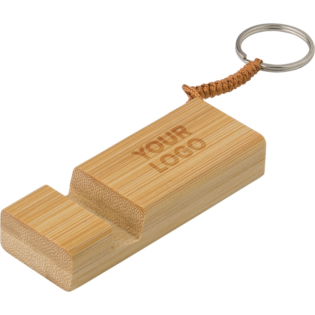 Bamboo phone stand keyring