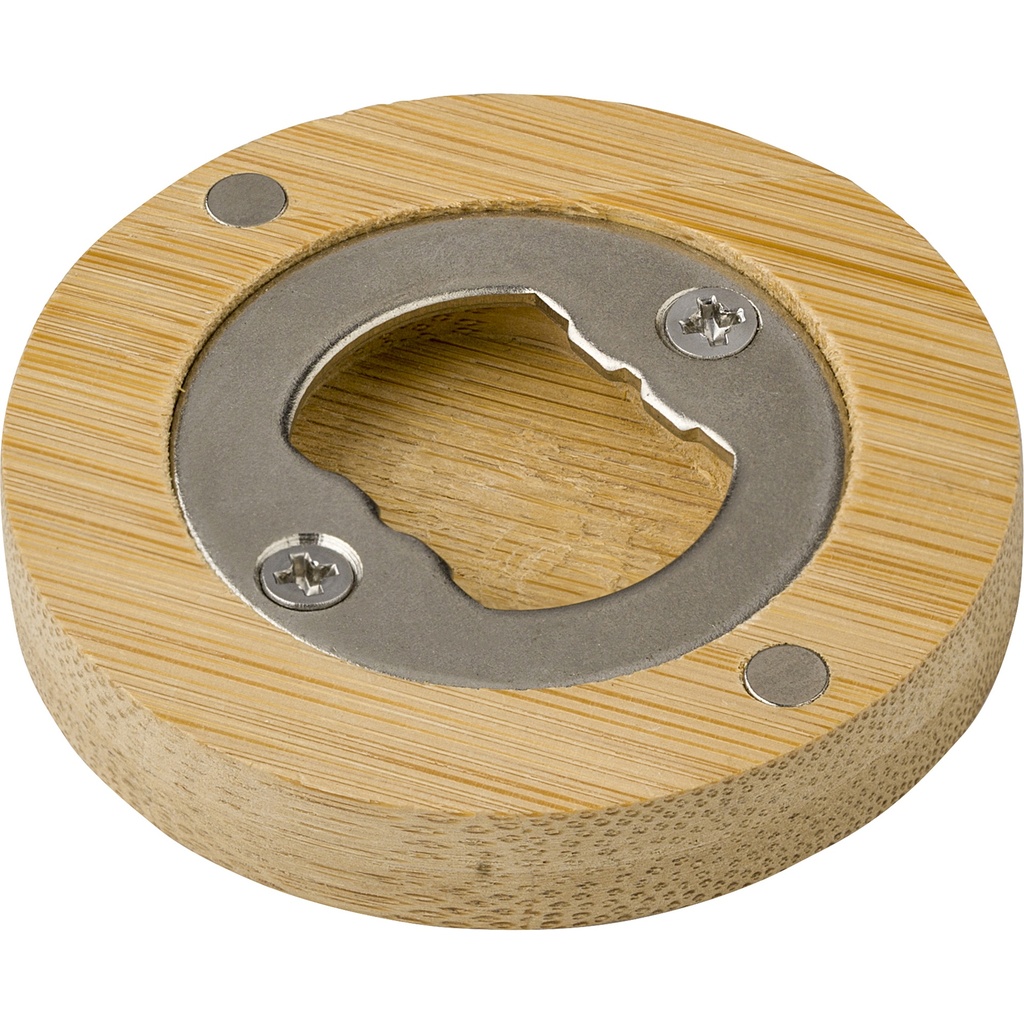 Bamboo magnet with bottle opener