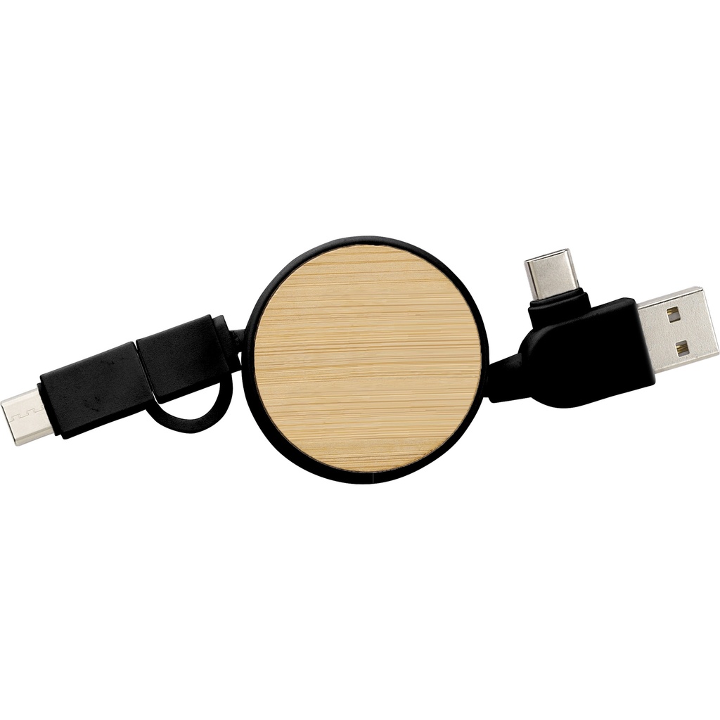 Bamboo extendable charging cable