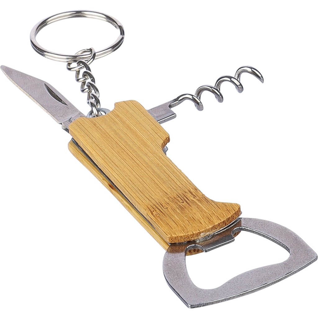 Bamboo bottle opener keyring