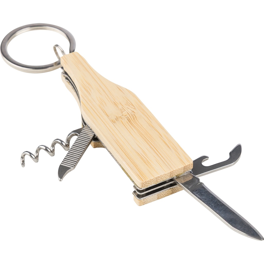 Bamboo multi tool keychain