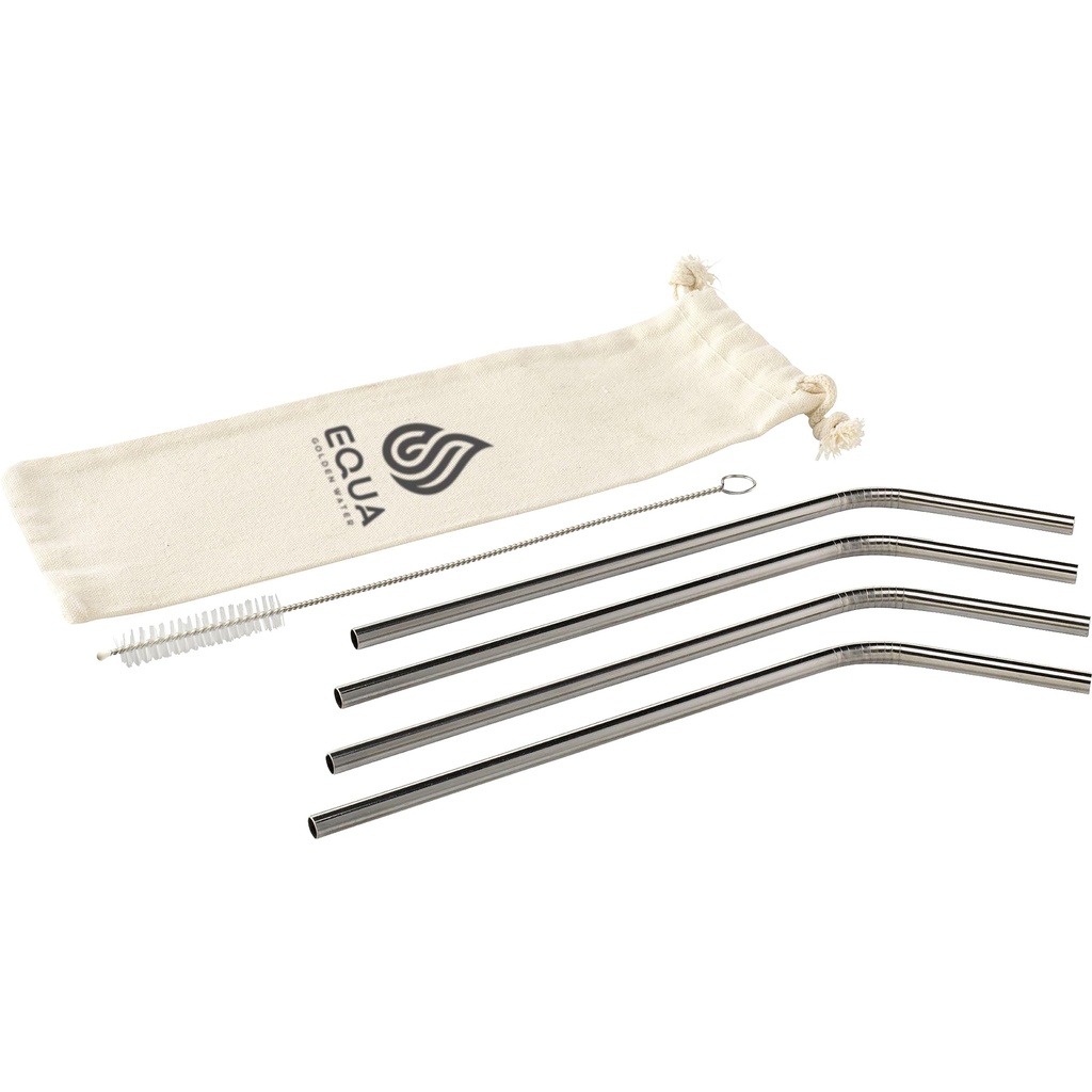 Stainless steel straw set