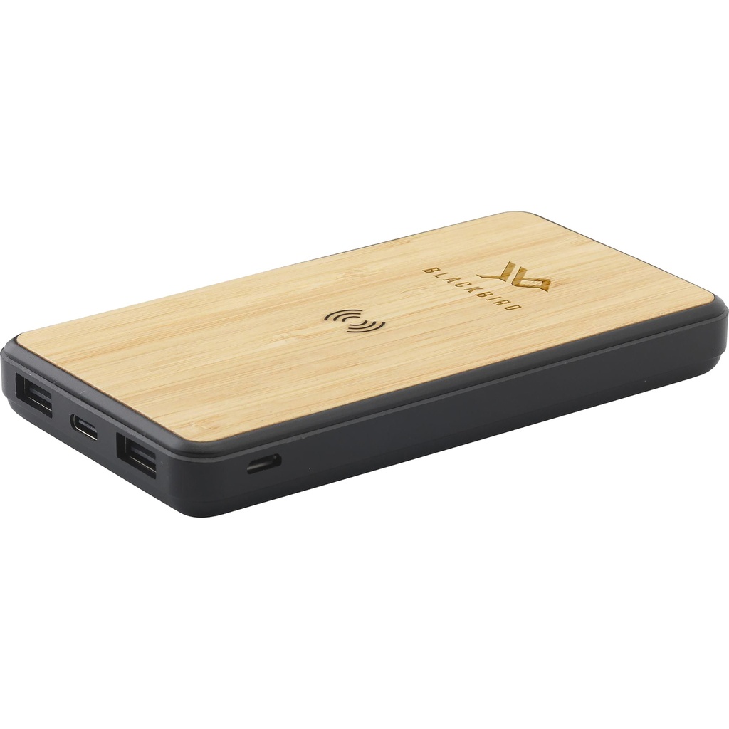 Recycled ABS & bamboo wireless power bank (10,000mAh)