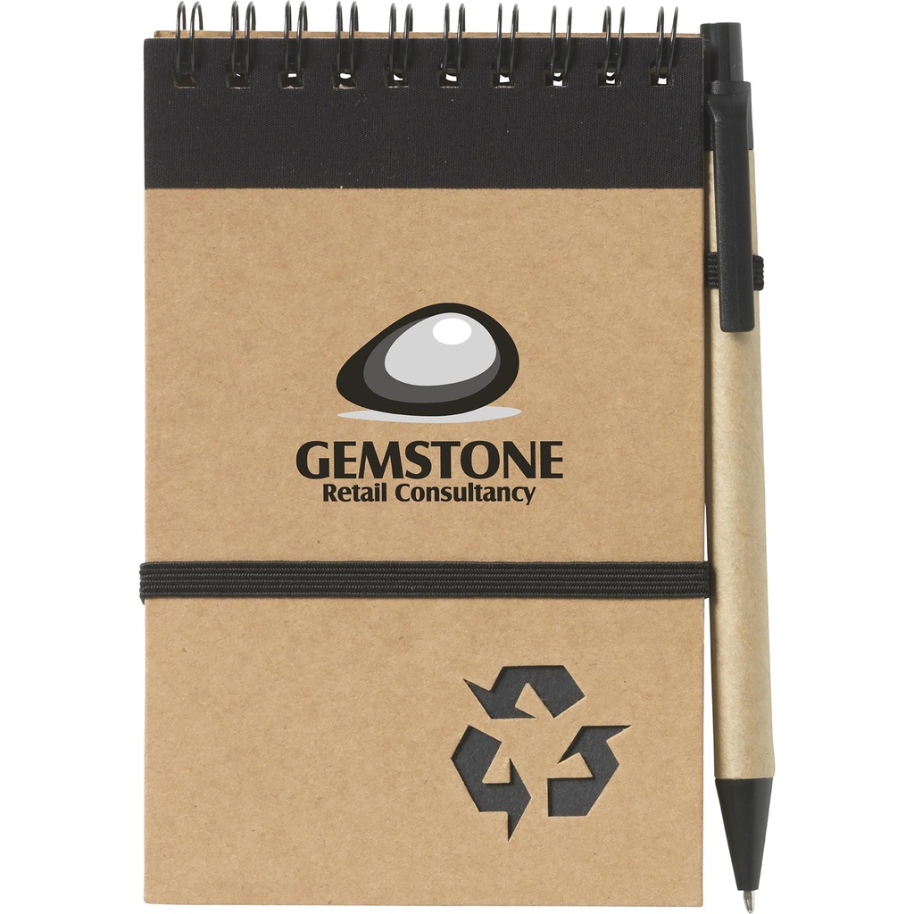 Recycled notebook and pen