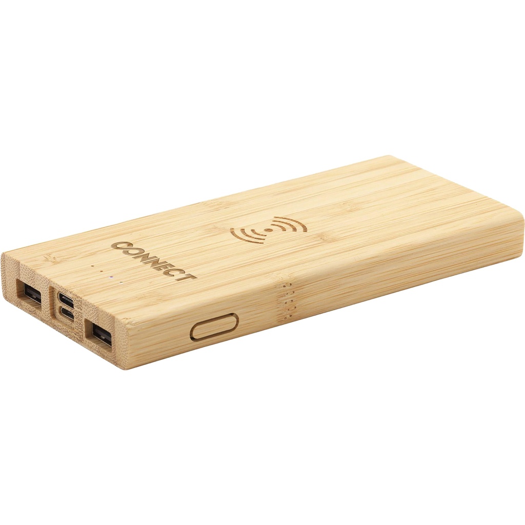 Bamboo wireless charger & power bank (8,000 mAh)