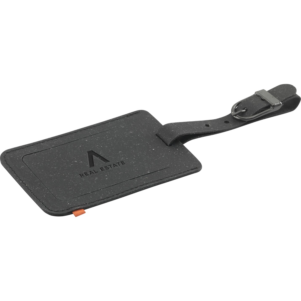 Made recycled leather luggage tag