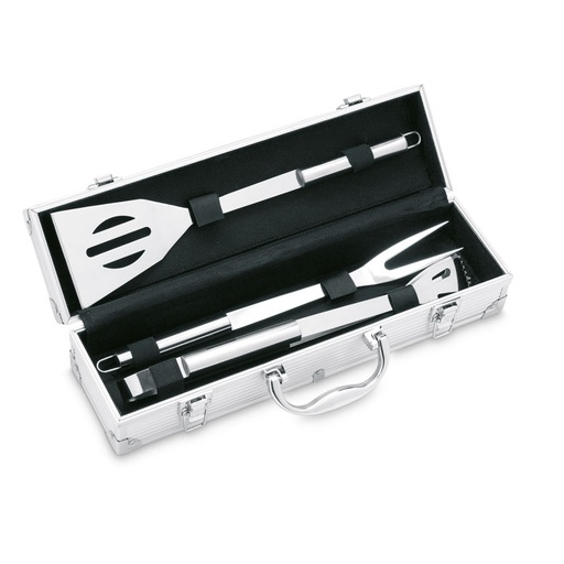 [IT3475-14] 3 Bbq Tools In Aluminium Case