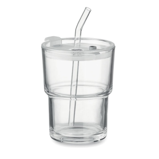 [MO2502-22] Glass Tumbler With Straw 400Ml