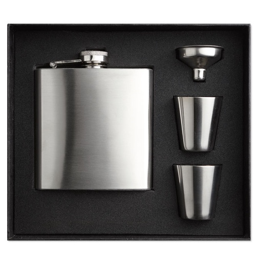 [MO8321-16] Slim Hip Flask W 2 Cups Set