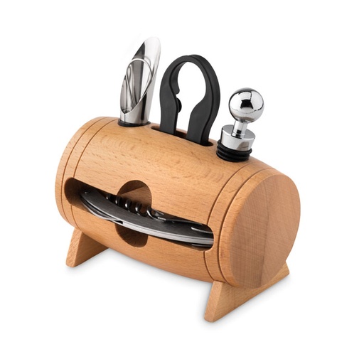 [MO9523-40] 4 Pcs Wine Set In Wooden Stand
