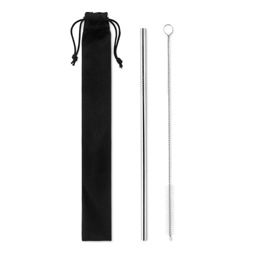 [MO9602-16] Ss Straw And Brush In Pouch
