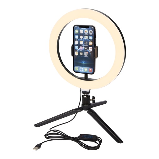 [12424890] Studio ring light for selfies and vlogging with phone holder and tripod