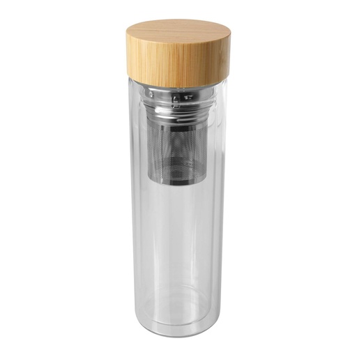 [10081001] Bailey 400 ml borsilicate glass infuser bottle with bamboo lid