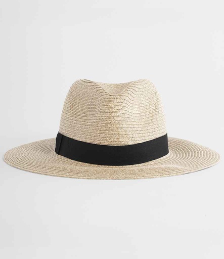 [BB725 NT/BK] Beechfield Straw Fedora