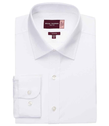 [BK154 WHI] Brook Taverner Alba Long Sleeve Slim Fit Poplin Shirt