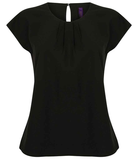 Henbury Ladies Pleat Front Short Sleeve Blouse