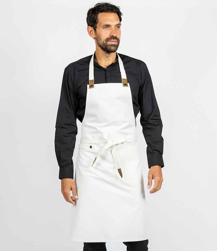 [LE024 NT/TA] Le Chef Canvas Apron with Leather Tabs