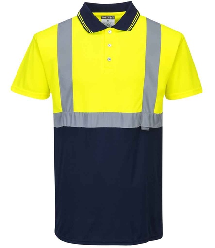 [PW062 YL/NV] Portwest Hi-Vis Two Tone Polo Shirt