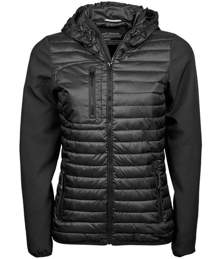 [T9629 BK/BK] Tee Jays Ladies Crossover Hooded Jacket