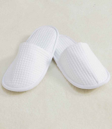 [TC66 WHI] Towel City Waffle Mule Slippers